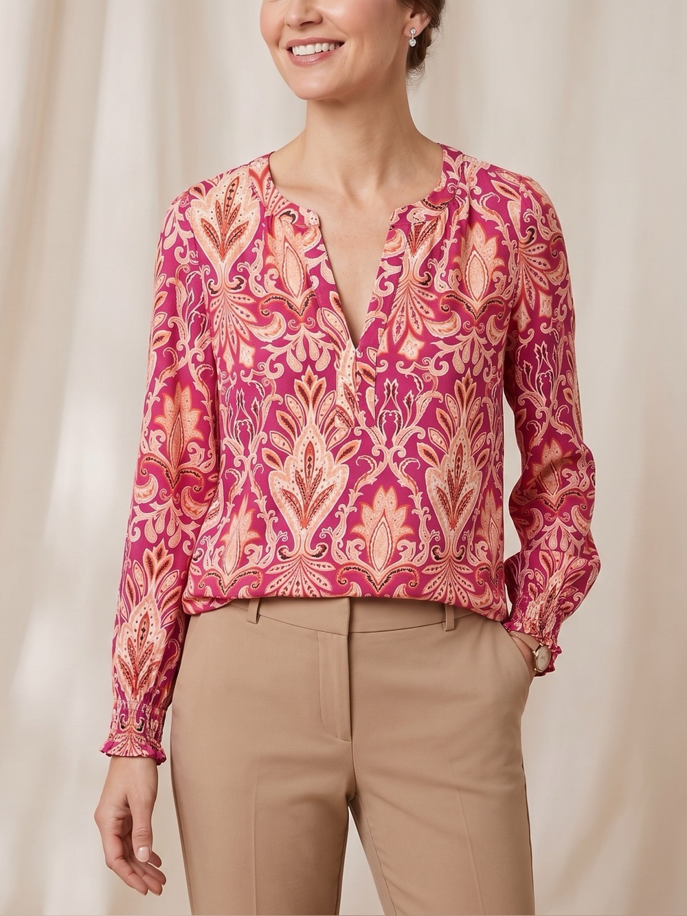New LOFT Paisley long sleeve blouse size XS